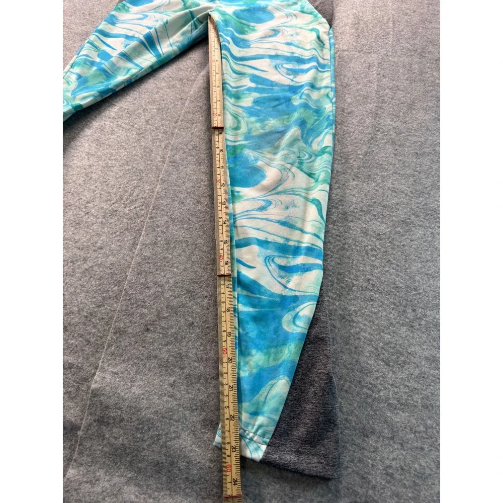 Justice‎ Leggings Girls Blue Green Marble Gray Colorblock Athletic Activewear